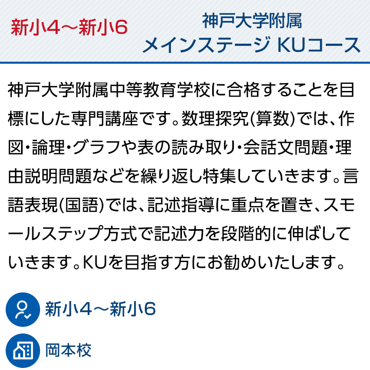 新小4～新小6 メインステージ　KU（神戸大学附属）コース