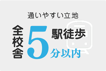 通いやすい立地 全校舎駅徒歩5分以内